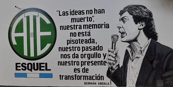 ATE Esquel inauguró mural en homenaje a Germán Abdala